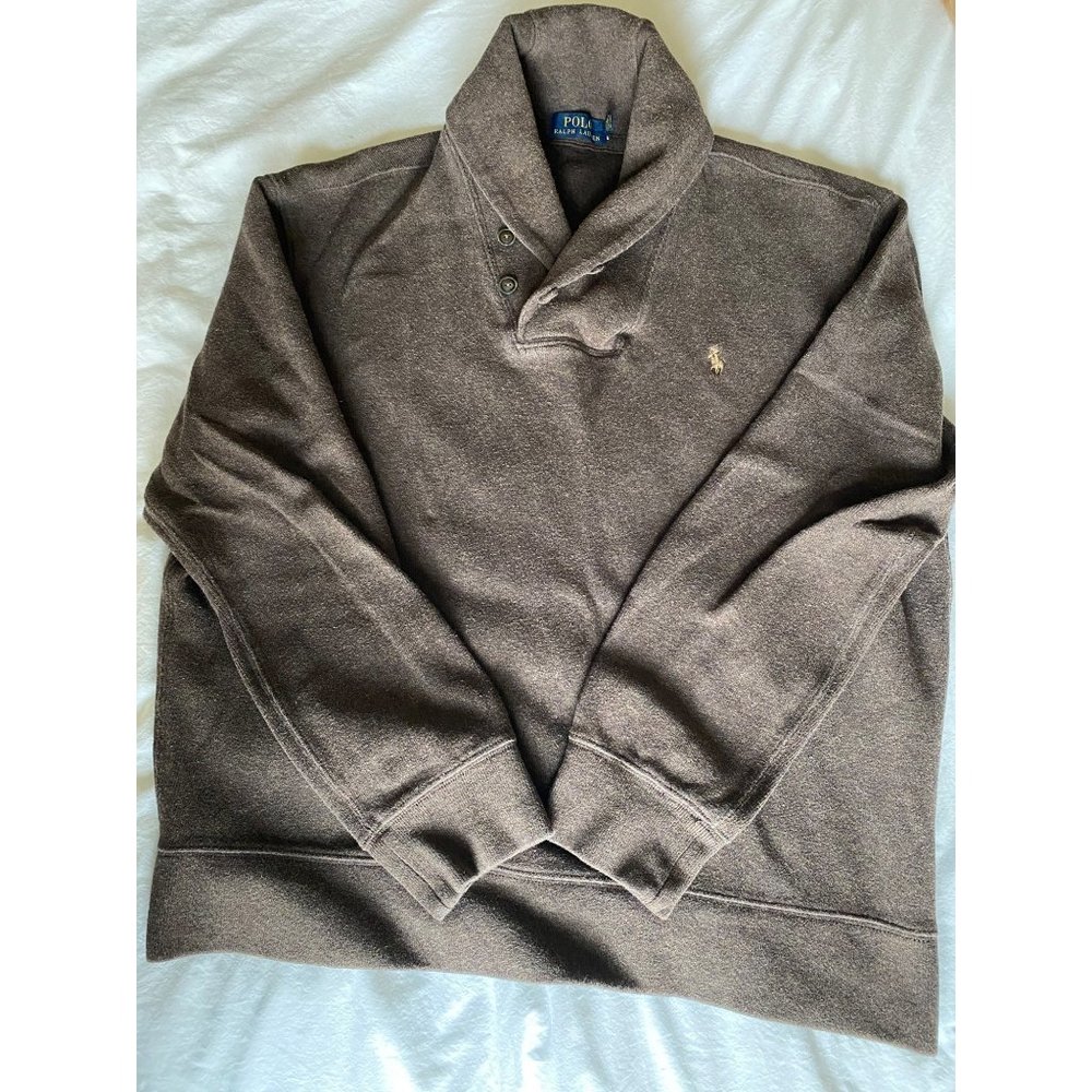Polo Ralph Lauren Cotton High Neck Long Sleeve Pullover Sweatshirt Brown Size XL